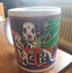 Holiday mug with Dalmatian puppies